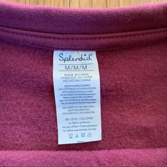 Splendid maroon velvet cropped sweatshirt - Picture 8 of 11